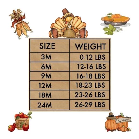 Baby Essentials Thanksgiving Fall Outfit Top Skirt Leggings 4 Piece Set Size 3 M - Picture 6 of 6